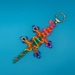 1 of 1 Rainbow Bead Buddy Lizard   - Neon Orange and Green -  vintage keychain vintage charms for bag nostalgia vintage keychains y2k collectible - Bag Crap