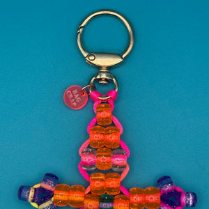 1 of 1 Rainbow Bead Buddy Lizard   - Neon Orange and Green -  vintage keychain vintage charms for bag nostalgia vintage keychains y2k collectible - Bag Crap