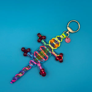 Small Bead Buddy Lizard   - Neon Yellow and Red -  vintage keychain vintage charms for bag nostalgia vintage keychains y2k collectible - Bag Crap