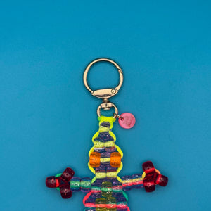 Small Bead Buddy Lizard   - Neon Yellow and Red -  vintage keychain vintage charms for bag nostalgia vintage keychains y2k collectible - Bag Crap