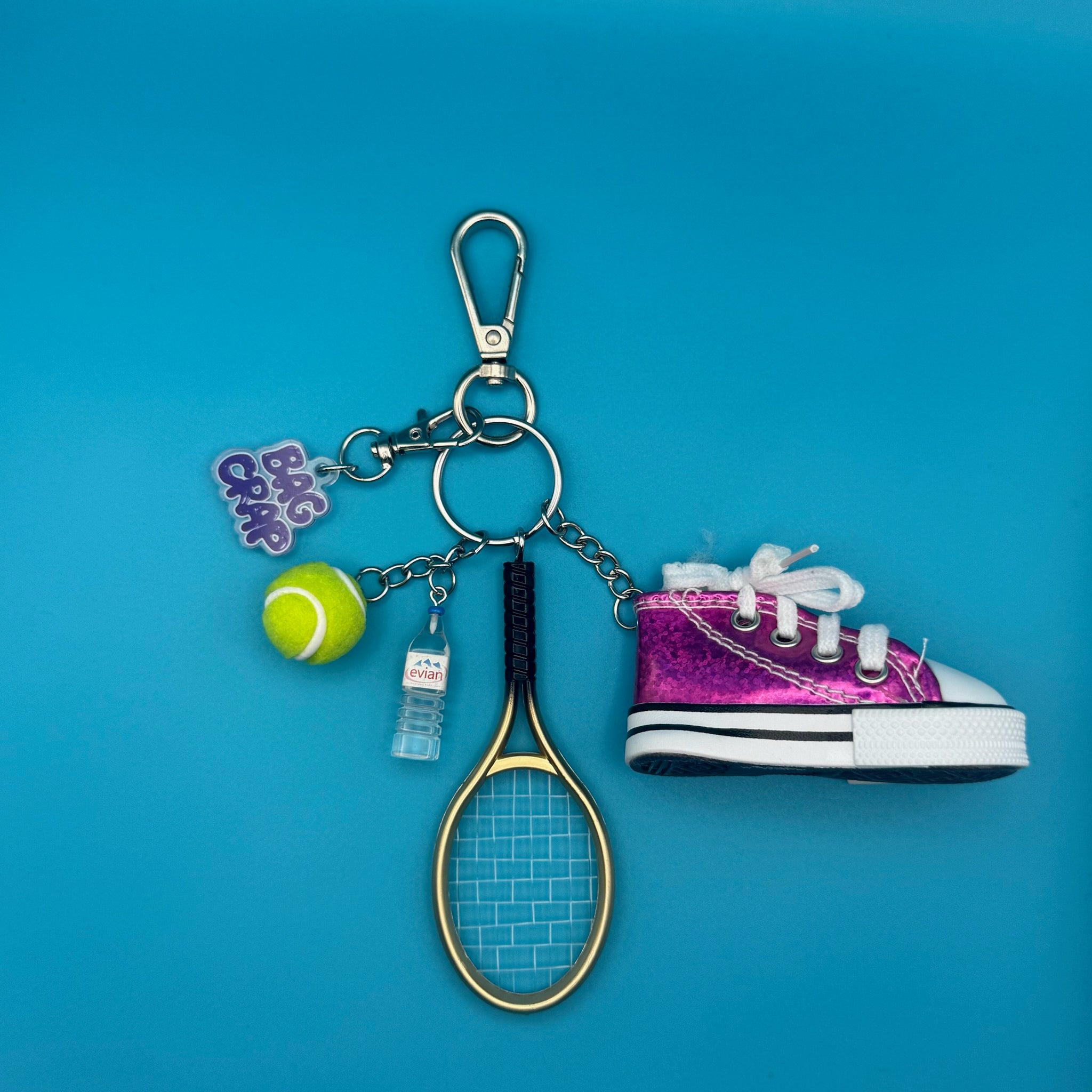 Retro Tennis Pink Glitter Sneaker   Pack -  vintage keychain vintage charms for bag nostalgia vintage keychains y2k collectible - Bag Crap