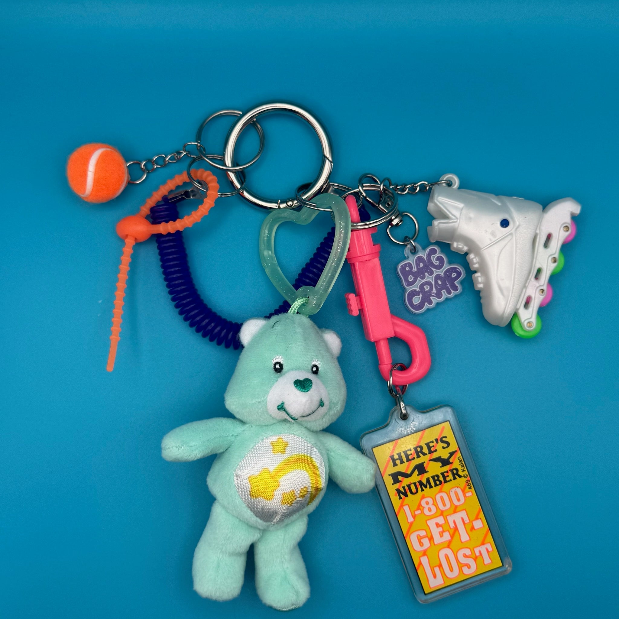 Rollerblade Care Bear Plush   Pack -  vintage keychain vintage charms for bag nostalgia vintage keychains y2k collectible - Bag Crap