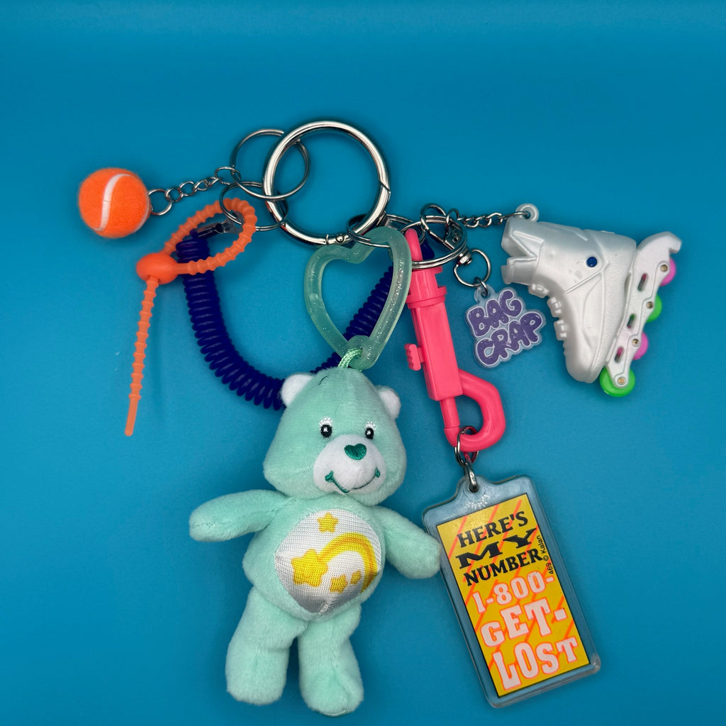 Vintage Rollerblade Care Bear Plush Bag Charm Pack