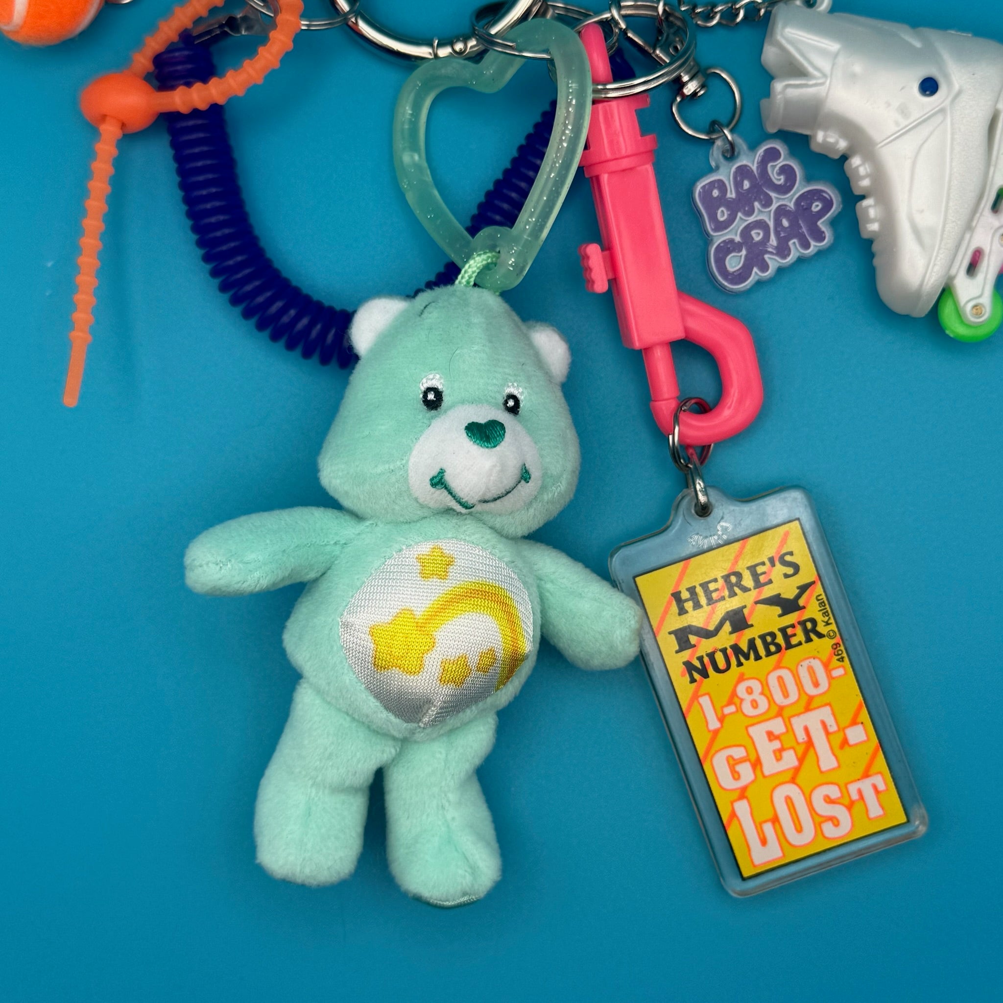 Rollerblade Care Bear Plush   Pack -  vintage keychain vintage charms for bag nostalgia vintage keychains y2k collectible - Bag Crap