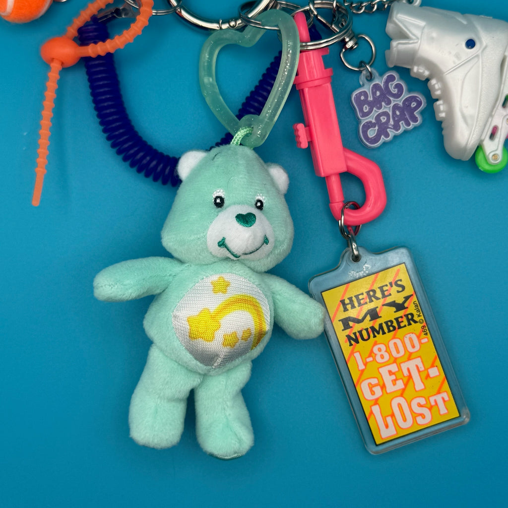 Vintage Rollerblade Care Bear Plush Bag Charm Pack