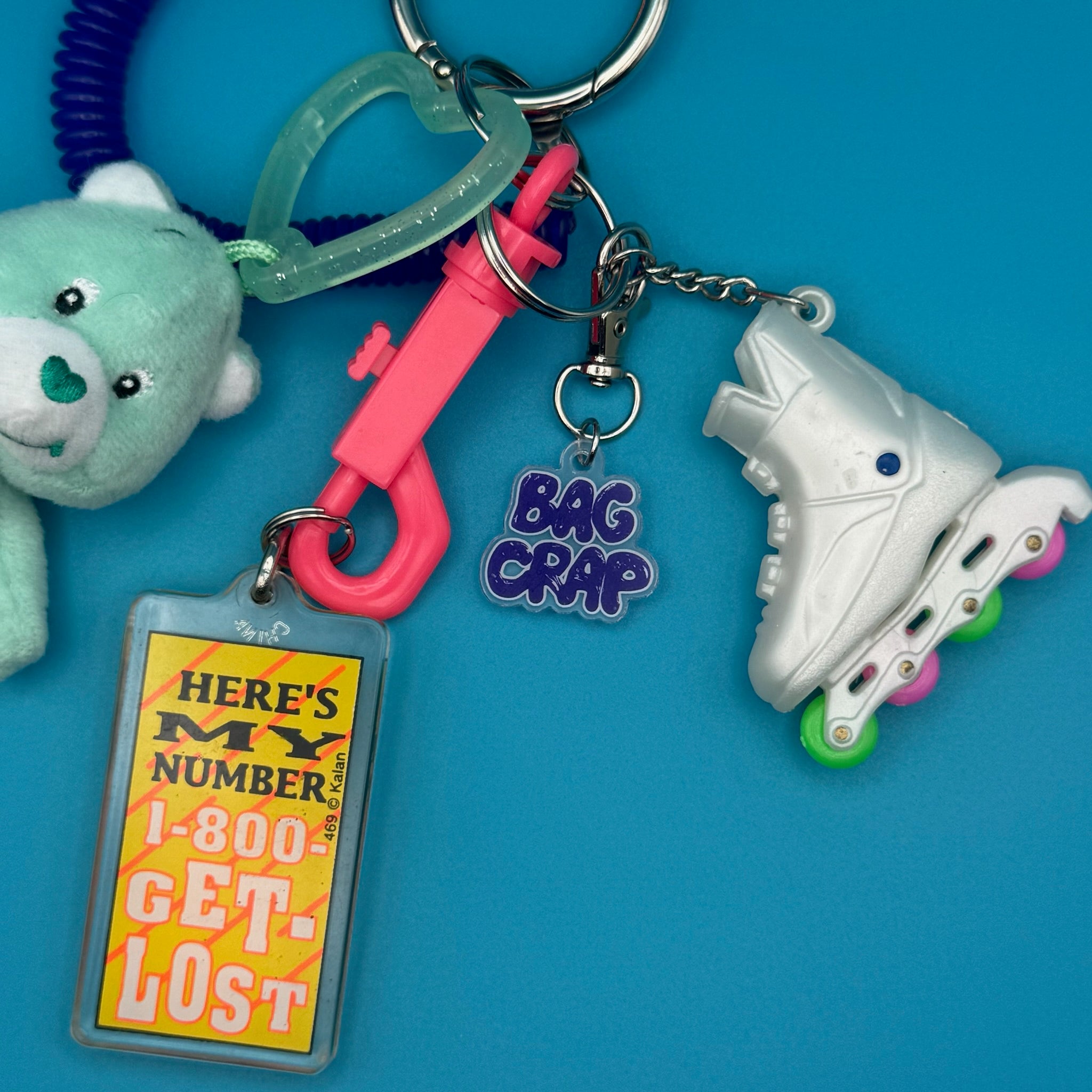 Rollerblade Care Bear Plush   Pack -  vintage keychain vintage charms for bag nostalgia vintage keychains y2k collectible - Bag Crap