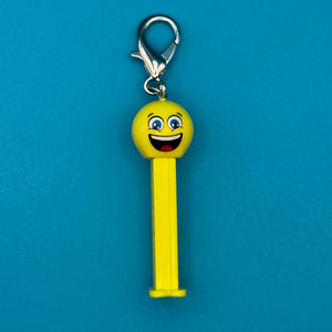 Mini Yellow Smiley Face PEZ -  vintage keychain vintage charms for bag nostalgia vintage keychains y2k collectible - Bag Crap