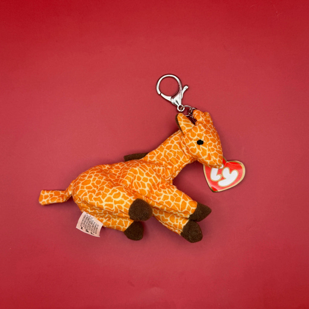 Vintage Teanie Beanie Baby 'Twigs' the Giraffe Plushie Bag Charm