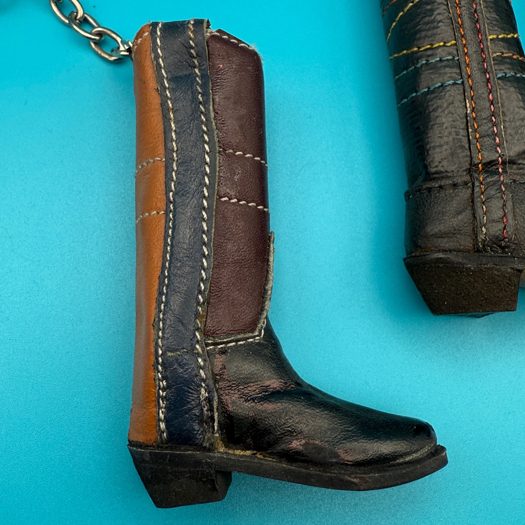 Vintage 100% Leather Cowboy Boot Keychains