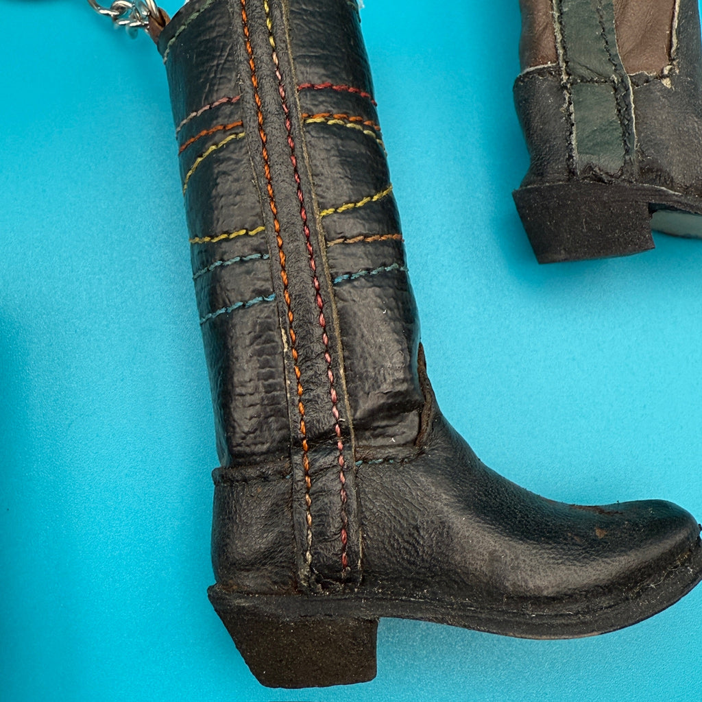 Vintage 100% Leather Cowboy Boot Keychains