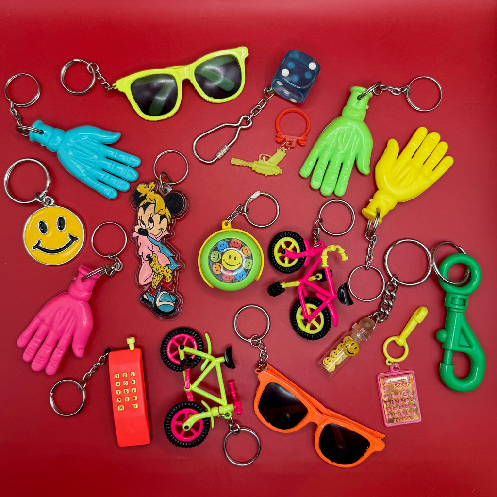 Vintage 80's Neon Colorful Retro Keychain Collection: You Pick