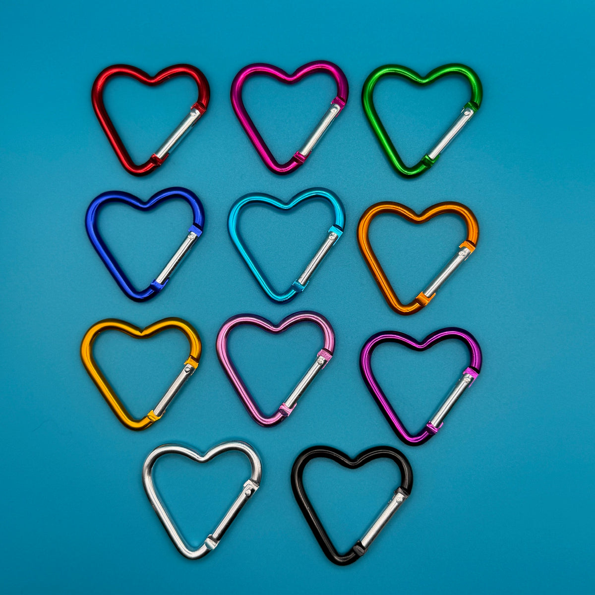 Rainbow Heart Shaped Metal Carabiner Clips: You Pick