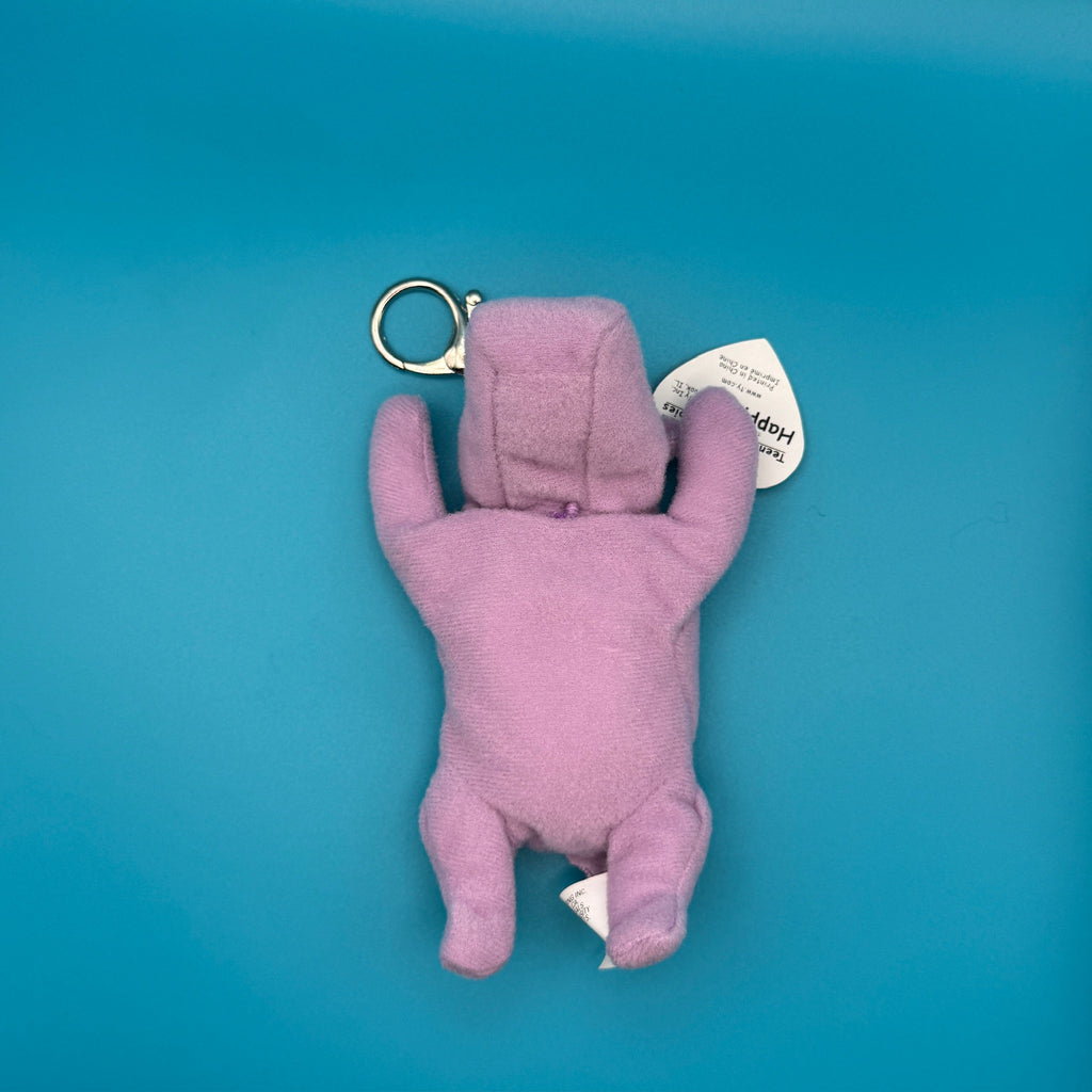Vintage 1993 Teenie Beanie Baby Purple 'Happy' Hippo Plush Bag Charm