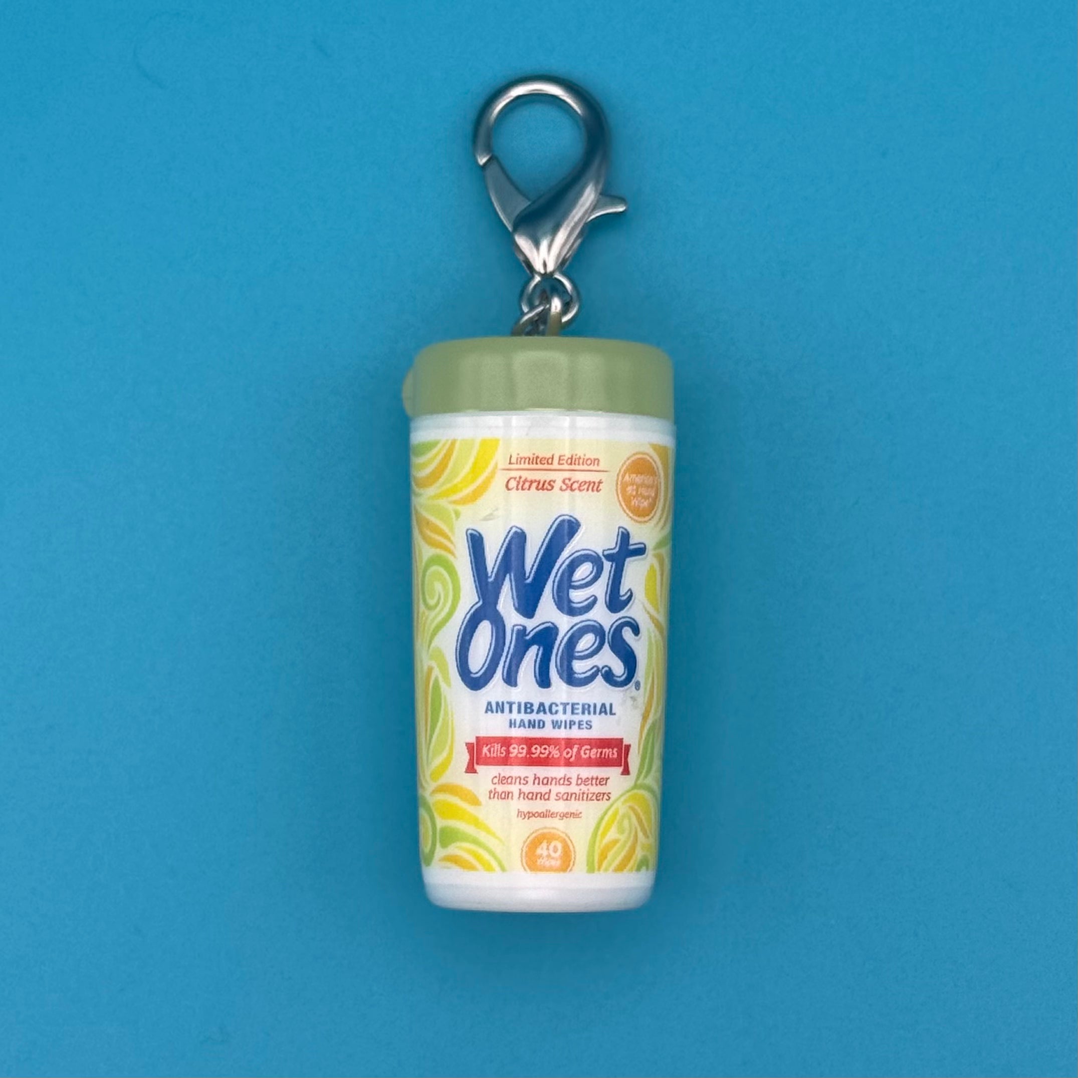 Mini Yellow Wet Ones Wipes -  vintage keychain vintage charms for bag nostalgia vintage keychains y2k collectible - Bag Crap