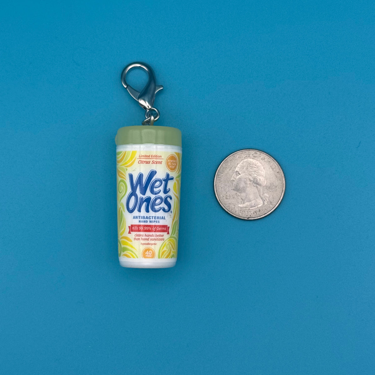 Mini Yellow Wet Ones Wipes -  vintage keychain vintage charms for bag nostalgia vintage keychains y2k collectible - Bag Crap