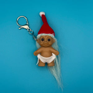 2.5'  Russ Holiday Troll Doll  : Light Blue Hair - troll charms troll keychains vintage keychain vintage charms for bag nostalgia vintage keychains y2k collectible - Bag Crap