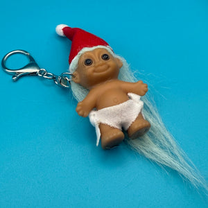 2.5'  Russ Holiday Troll Doll  : Light Blue Hair - troll charms troll keychains vintage keychain vintage charms for bag nostalgia vintage keychains y2k collectible - Bag Crap