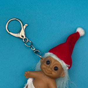 2.5'  Russ Holiday Troll Doll  : Light Blue Hair - troll charms troll keychains vintage keychain vintage charms for bag nostalgia vintage keychains y2k collectible - Bag Crap