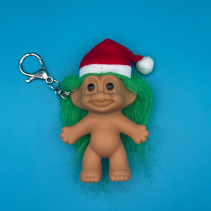 2.5'  Russ Holiday Troll Doll  : Green Hair - troll charms troll keychains vintage keychain vintage charms for bag nostalgia vintage keychains y2k collectible - Bag Crap
