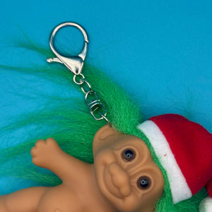 2.5'  Russ Holiday Troll Doll  : Green Hair - troll charms troll keychains vintage keychain vintage charms for bag nostalgia vintage keychains y2k collectible - Bag Crap