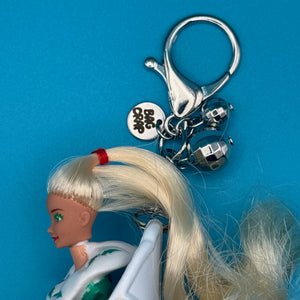 '90s Holiday Sleigh Barbie -  vintage keychain vintage charms for bag nostalgia vintage keychains y2k collectible - Bag Crap