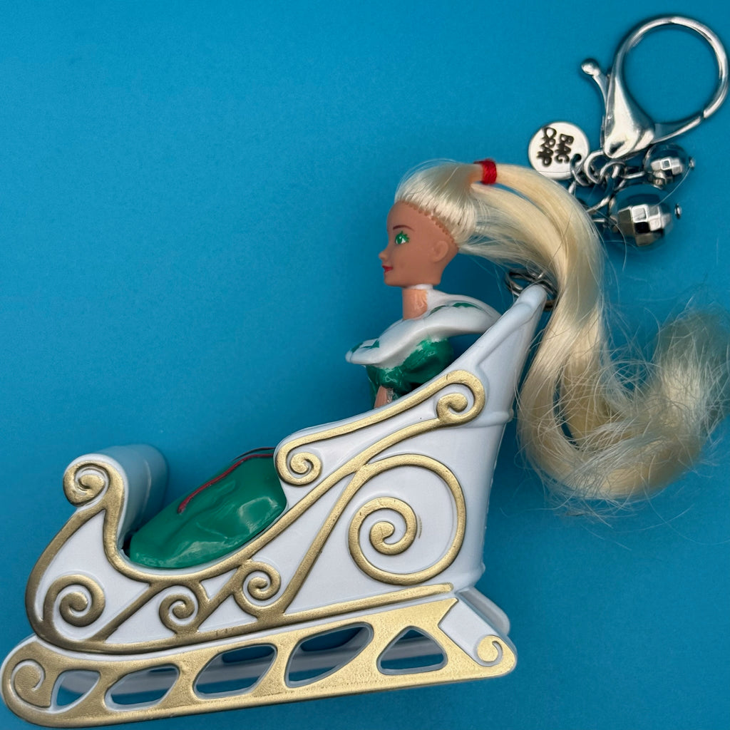 Vintage '90s Holiday Sleigh Barbie Bag Charm
