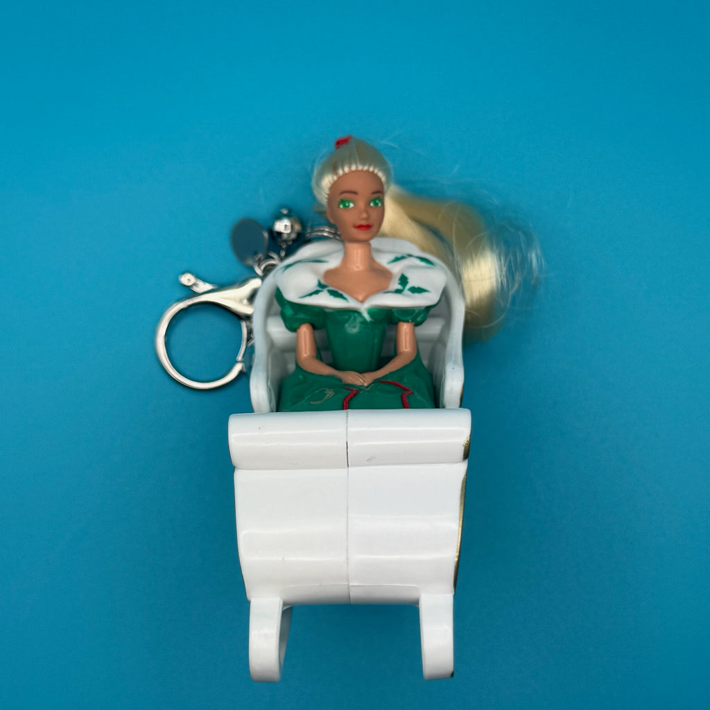 Vintage '90s Holiday Sleigh Barbie Bag Charm