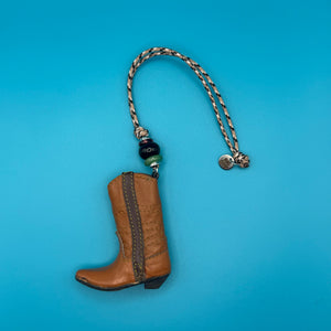 Tan Leather Cowboy Boot Paracord -  vintage keychain vintage charms for bag nostalgia vintage keychains y2k collectible - Bag Crap