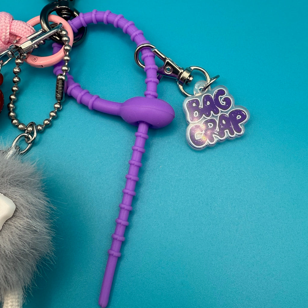 Red Heart & Grey Pom Pom Bag Charm Pack