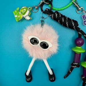 Neon Green & Black Pom Pom   Pack - vintage bag charm packs nostalgia vintage y2k vintage keychain vintage charms for bag nostalgia vintage keychains y2k collectible - Bag Crap