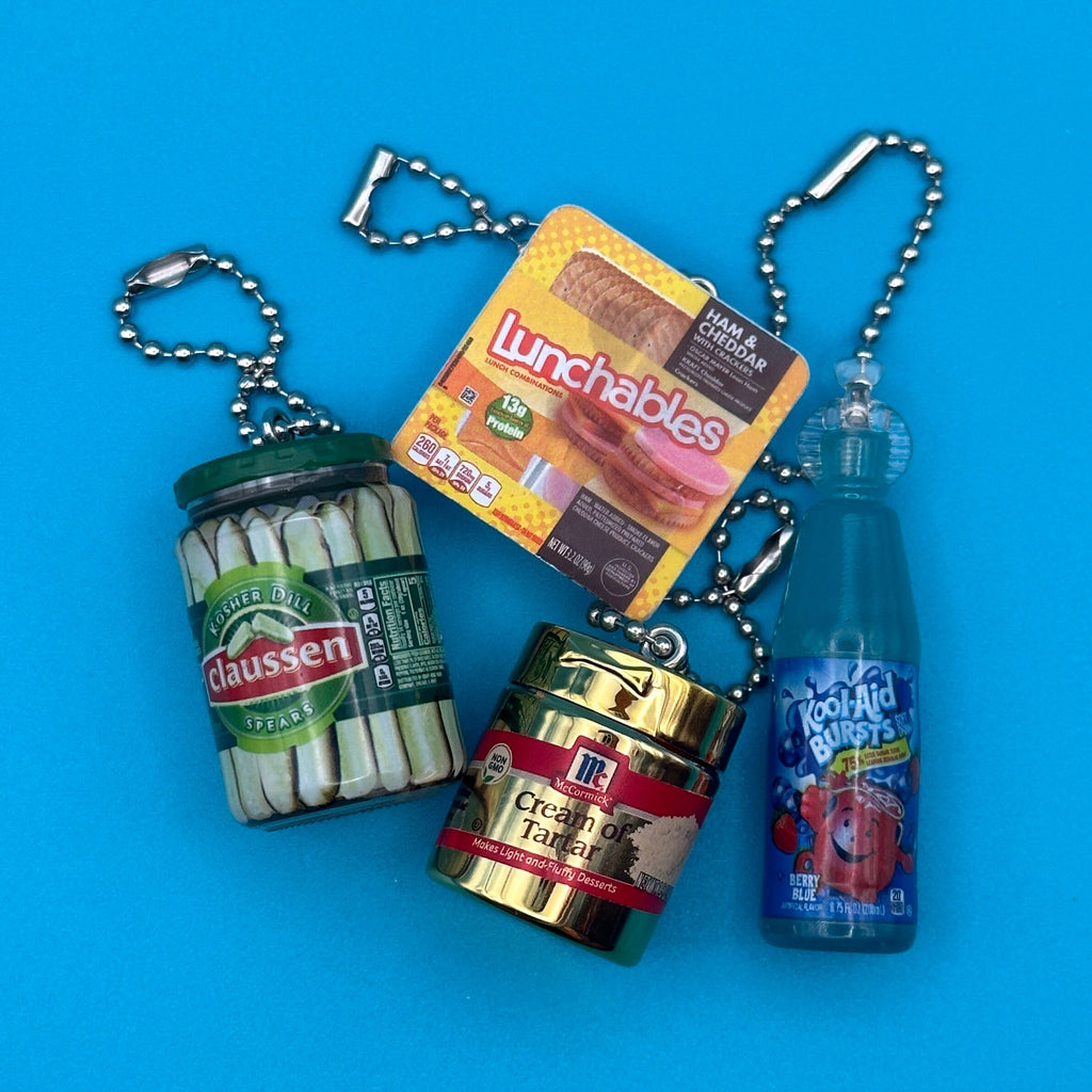 Assorted Mini Food & Grocery Bag Charms: Pickles, Kool-aid, Lunchables