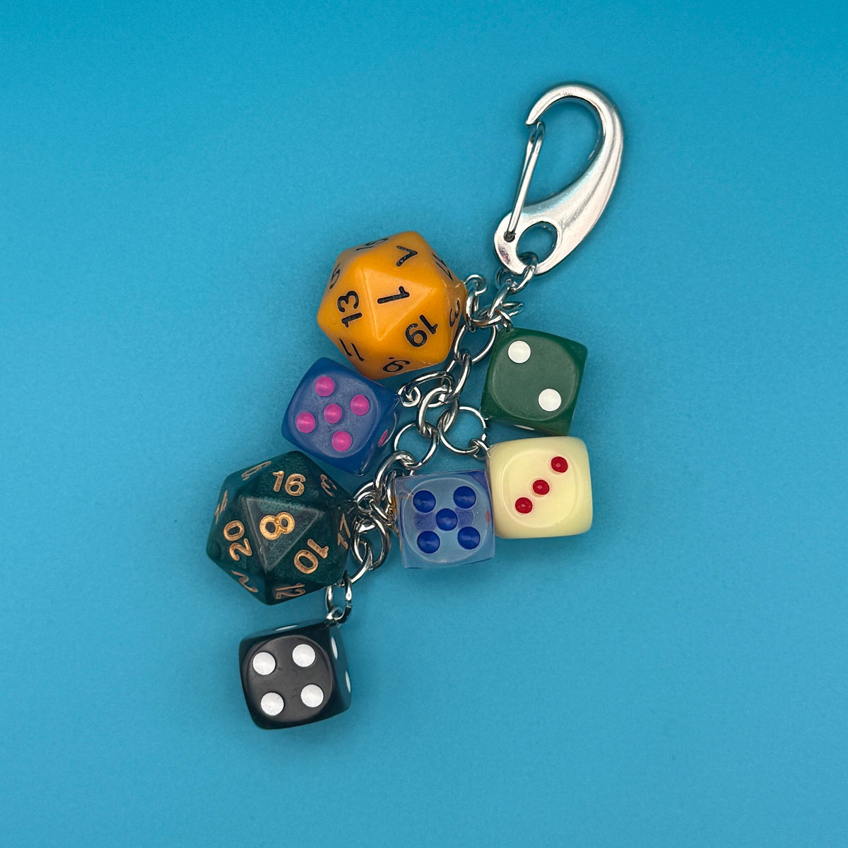 Modern Mixed Colorful Dice Charm Chain