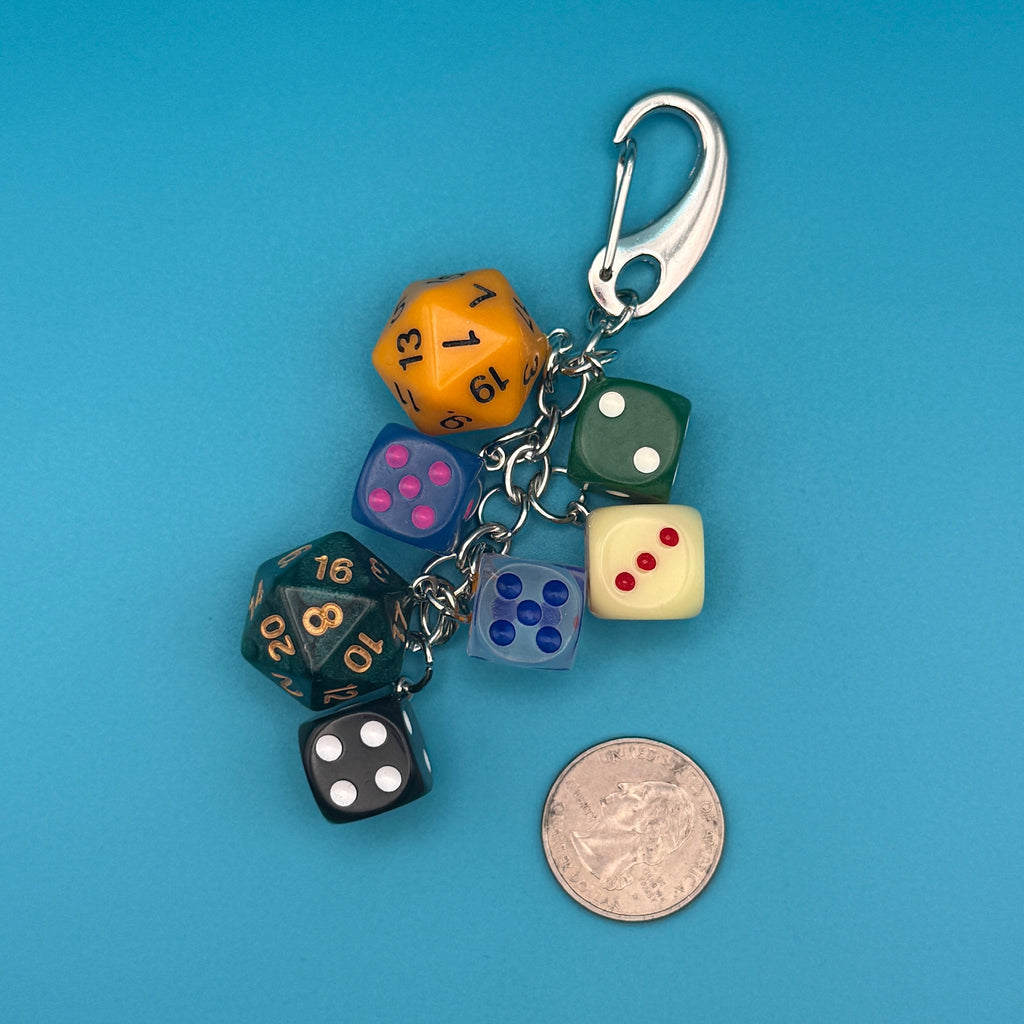 Modern Mixed Colorful Dice Charm Chain