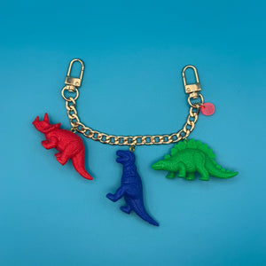 Gold Colorful Dinosaur    Chain - vintage bag charm chains silver nostalgia vintage y2k vintage keychain vintage charms for bag nostalgia vintage keychains y2k collectible - Bag Crap