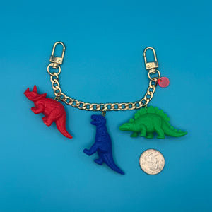 Gold Colorful Dinosaur    Chain - vintage bag charm chains silver nostalgia vintage y2k vintage keychain vintage charms for bag nostalgia vintage keychains y2k collectible - Bag Crap
