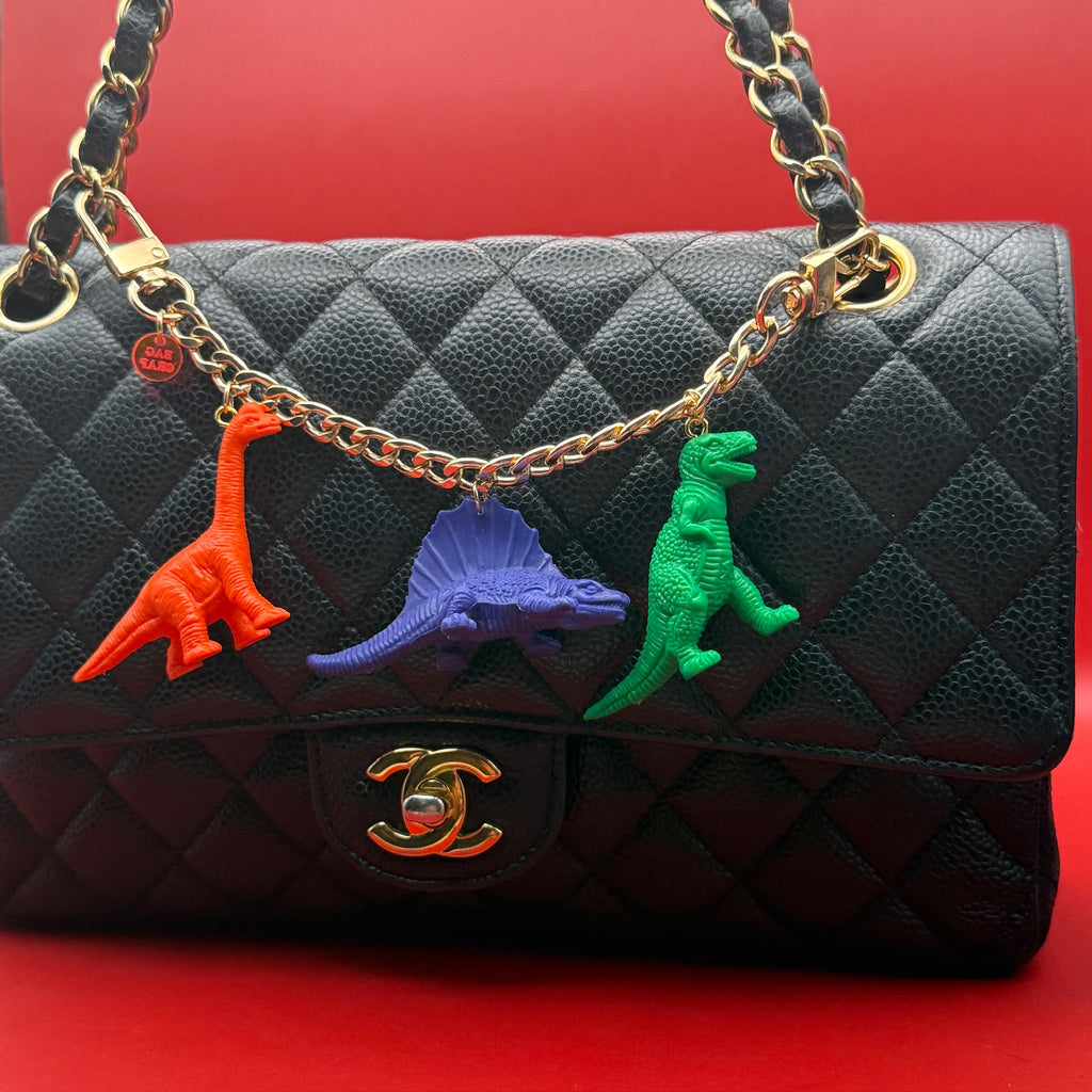 Mini Colorful Dinosaur Gold Bag Charm Chain