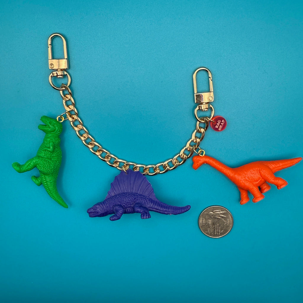 Mini Colorful Dinosaur Gold Bag Charm Chain