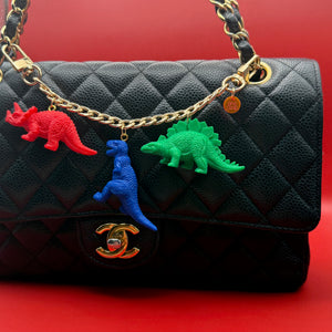 Gold Colorful Dinosaur    Chain - vintage bag charm chains silver nostalgia vintage y2k vintage keychain vintage charms for bag nostalgia vintage keychains y2k collectible - Bag Crap