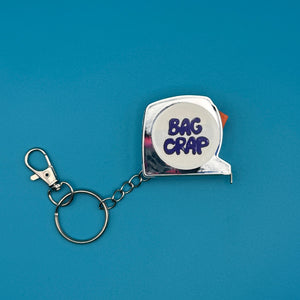 BAG CRAP Silver Plastic Measuring Tape -  vintage keychain vintage charms for bag nostalgia vintage keychains y2k collectible - Bag Crap