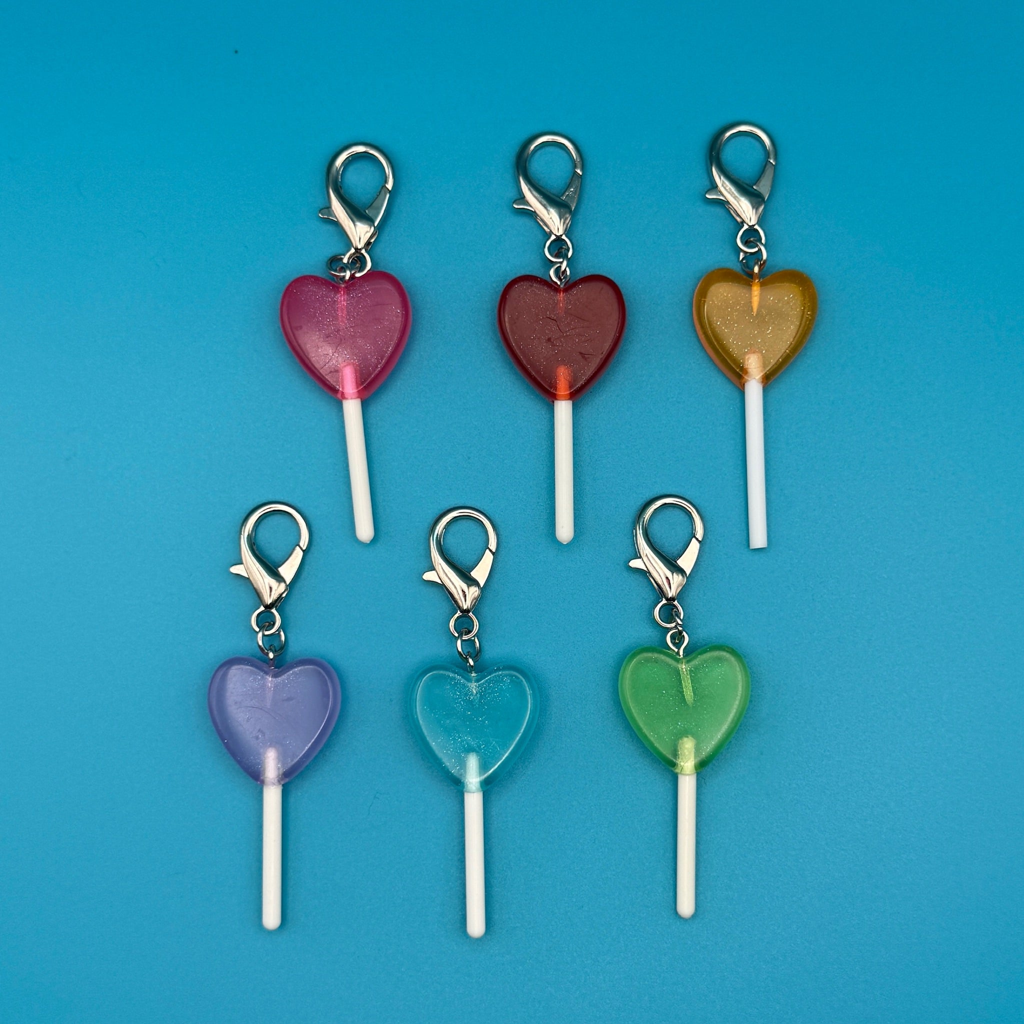 Heart Shaped Colorful Lollipop Candy  s -  vintage keychain vintage charms for bag nostalgia vintage keychains y2k collectible - Bag Crap