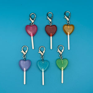Heart Shaped Colorful Lollipop Candy  s -  vintage keychain vintage charms for bag nostalgia vintage keychains y2k collectible - Bag Crap