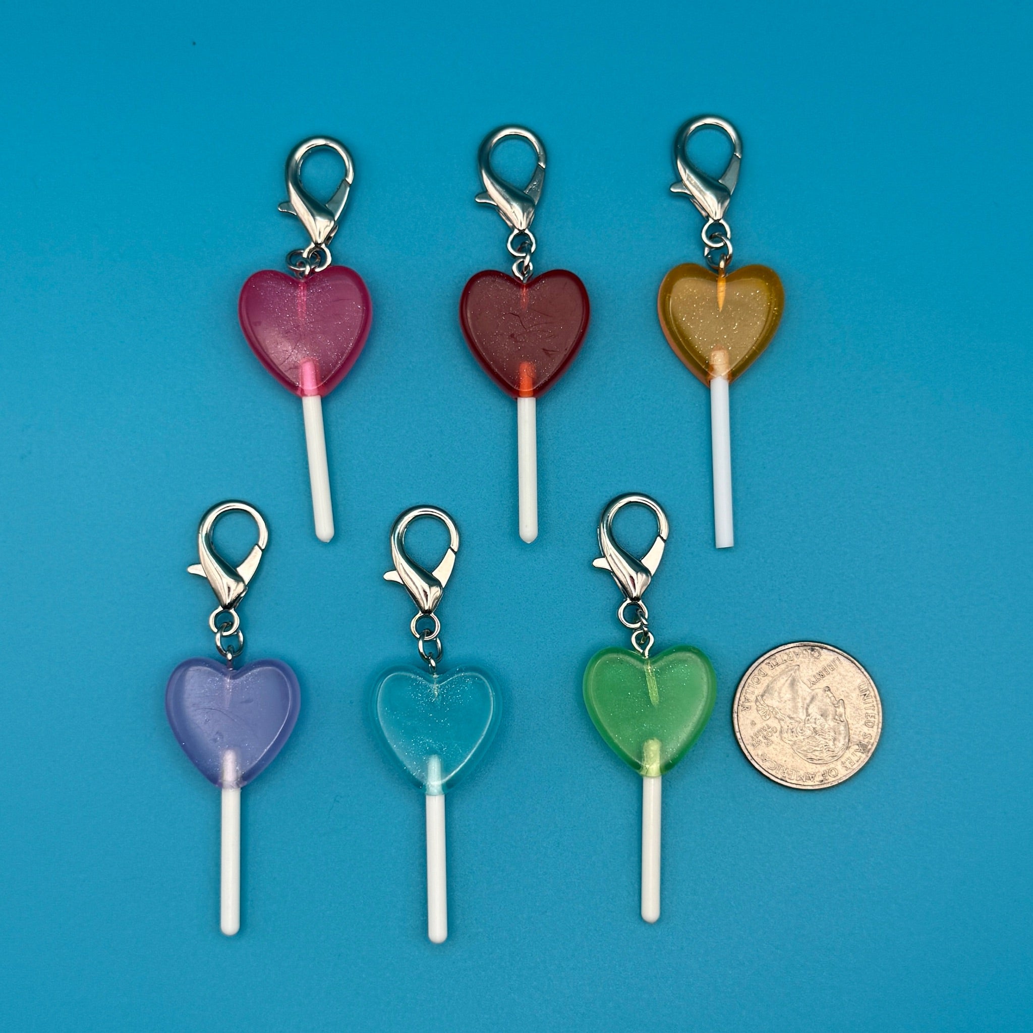 Heart Shaped Colorful Lollipop Candy  s -  vintage keychain vintage charms for bag nostalgia vintage keychains y2k collectible - Bag Crap