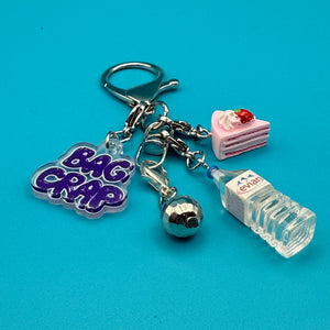 Mini Disco Ball + Evian Bottle Trinket   Set - vintage bag charm packs nostalgia vintage y2k vintage keychain vintage charms for bag nostalgia vintage keychains y2k collectible - Bag Crap