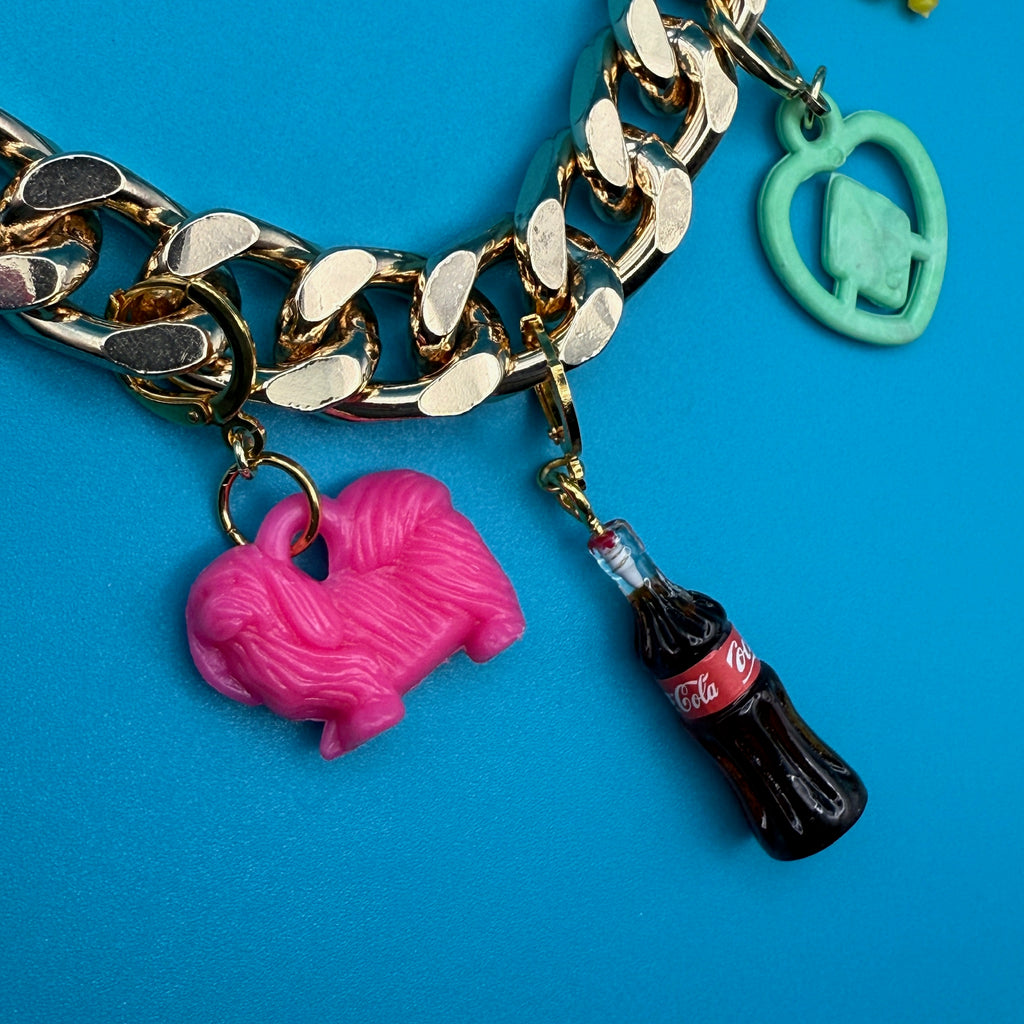 Vintage Colorful Trinket 18k Gold Bag Charm Chain