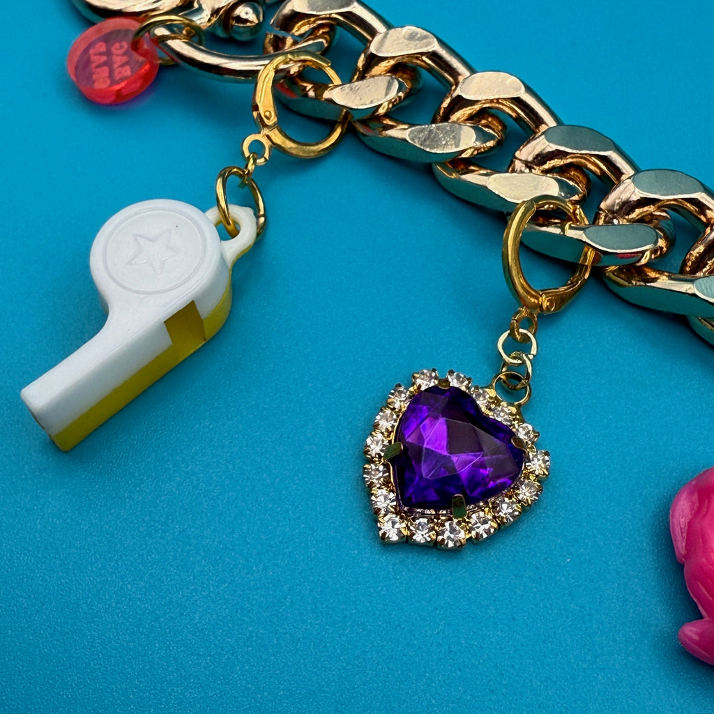 Vintage Colorful Trinket 18k Gold Bag Charm Chain