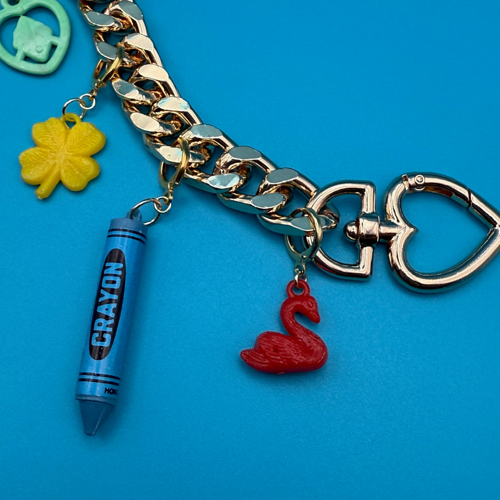 Vintage Colorful Trinket 18k Gold Bag Charm Chain