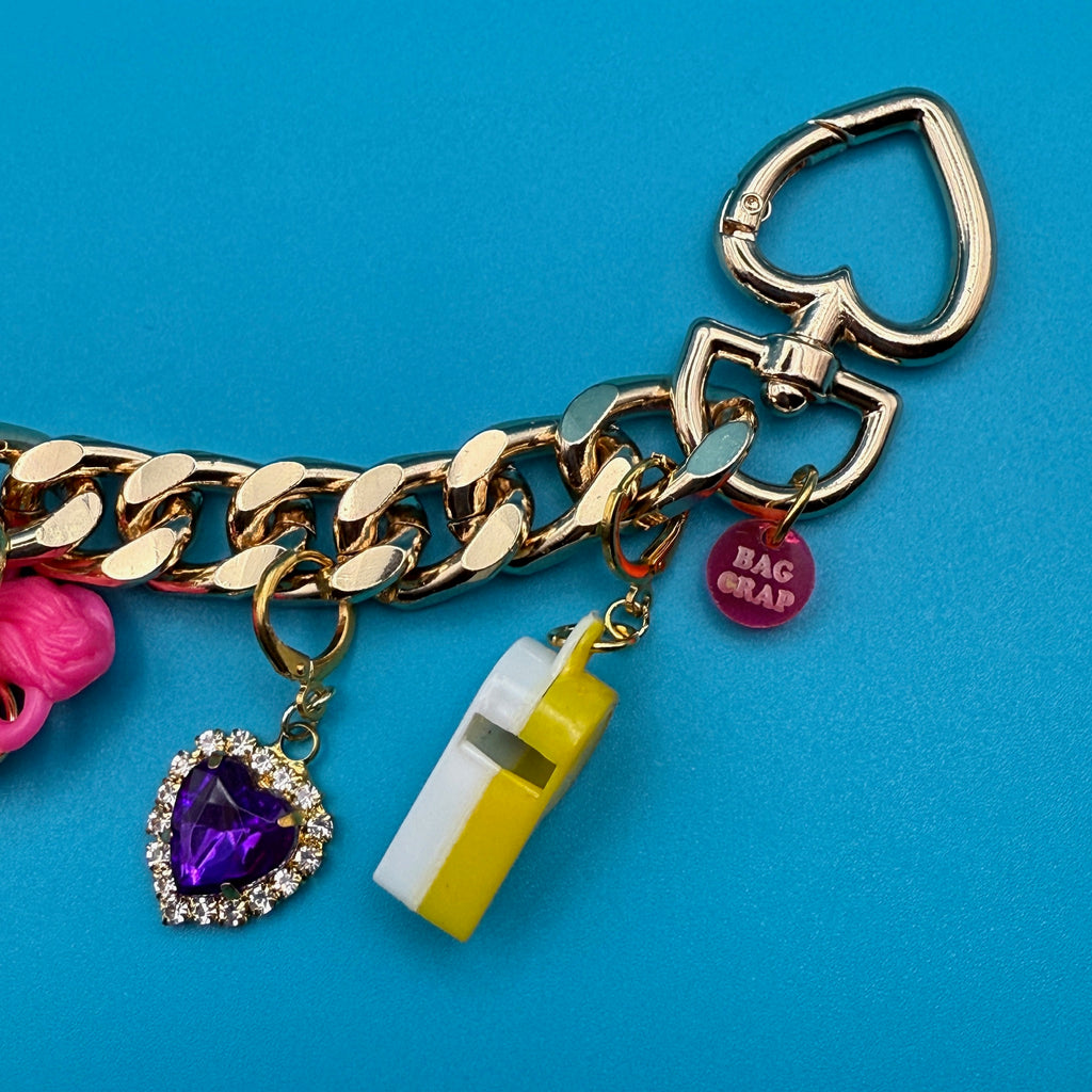 Vintage Colorful Trinket 18k Gold Bag Charm Chain