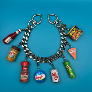 Mini Grocery Foods Chunky Silver   Chain - vintage bag charm chains silver nostalgia vintage y2k vintage keychain vintage charms for bag nostalgia vintage keychains y2k collectible - Bag Crap