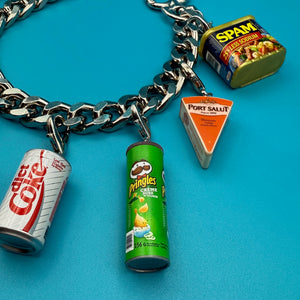 Mini Grocery Foods Chunky Silver   Chain - vintage bag charm chains silver nostalgia vintage y2k vintage keychain vintage charms for bag nostalgia vintage keychains y2k collectible - Bag Crap