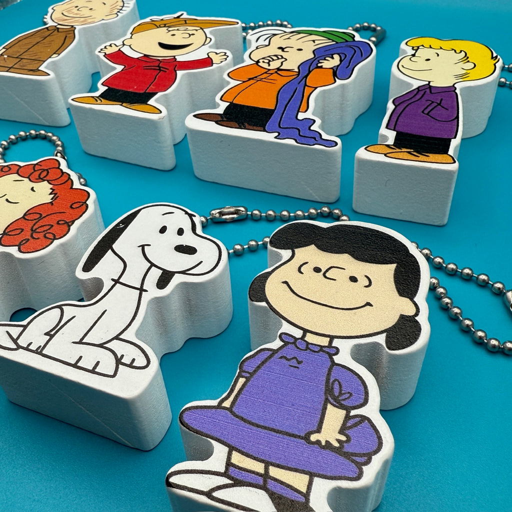 Vintage Peanuts Wood Block Character Bag Charms